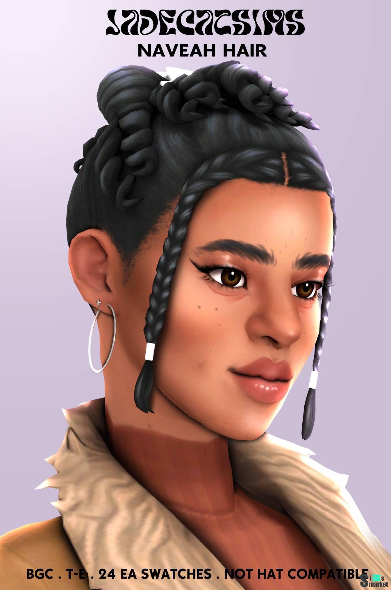 Женская прическа "NAVEAH Hairstyle" для Симс 4 для Симс 4. Скачать мод