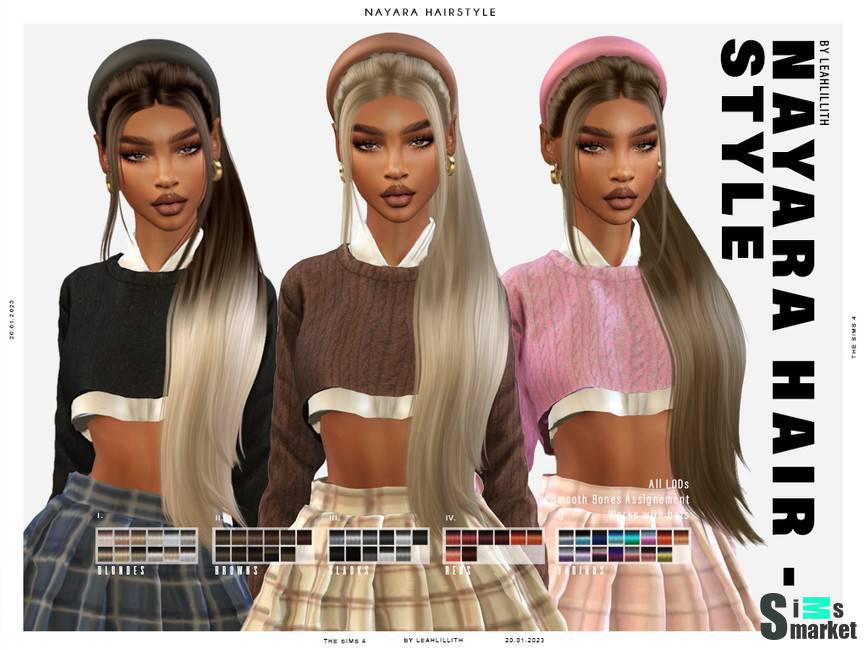Женская прическа "Nayara Hairstyle" для Симс 4 для Симс 4. Скачать мод