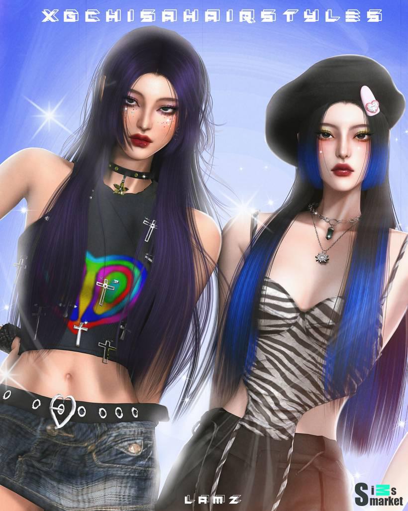 Женская прическа "XG_ChisaHairstyles_001F-003F" для Симс 4 для Симс 4. Скачать мод