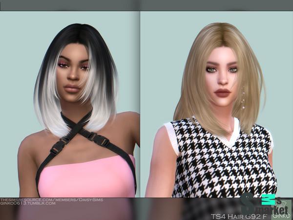 Женская причёска G-92 от GinkoSims для Симс 4. Скачать мод