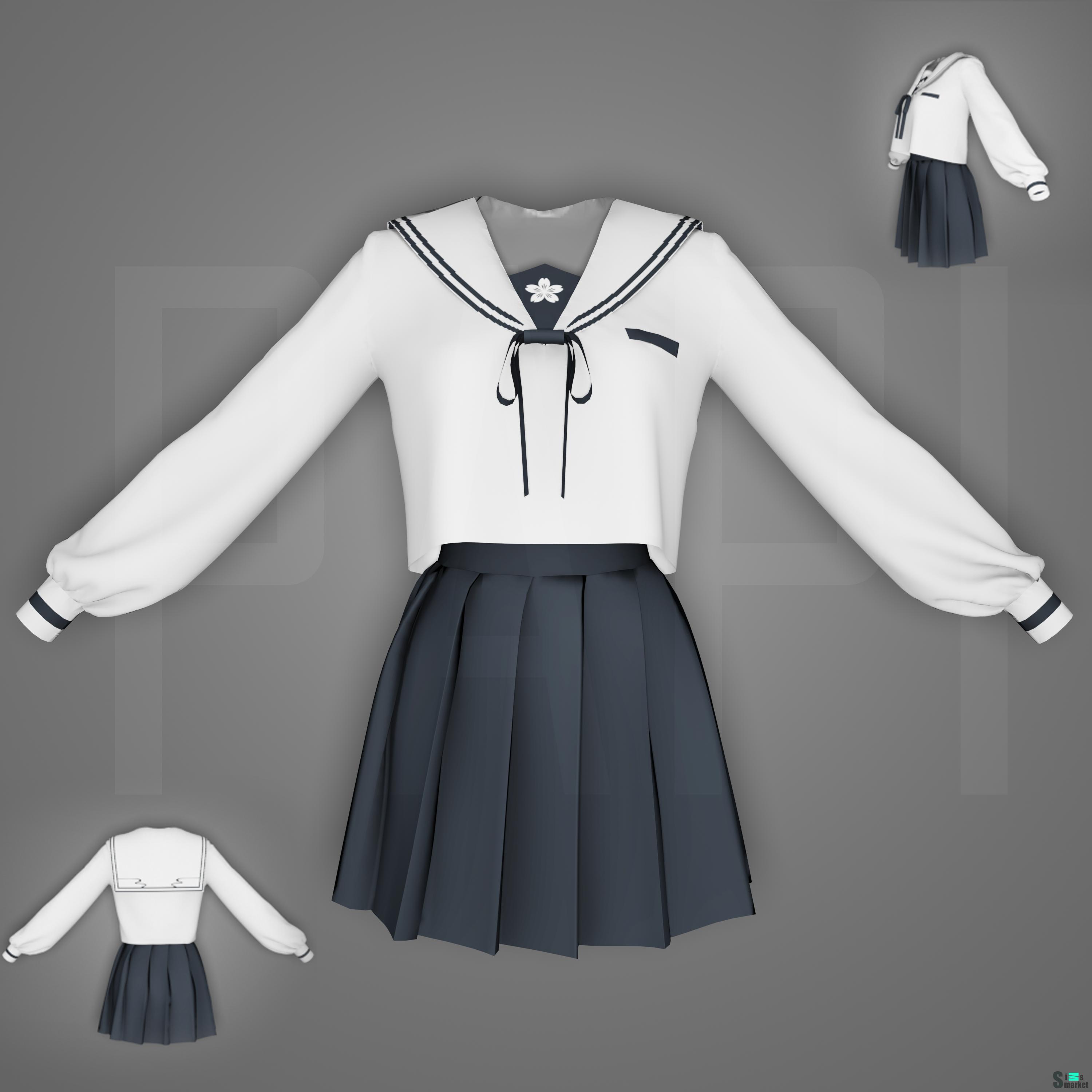 Женская школьная форма от KIKIW для Симс 4. Скачать мод