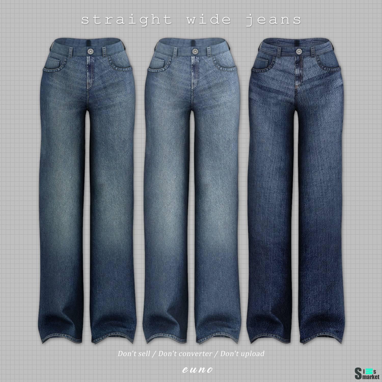 Женские джинсы "straight wide jeans" для Симс 4 для Симс 4. Скачать мод