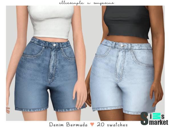 Женские шорты "denim bermuda" для Симс 4 для Симс 4. Скачать мод