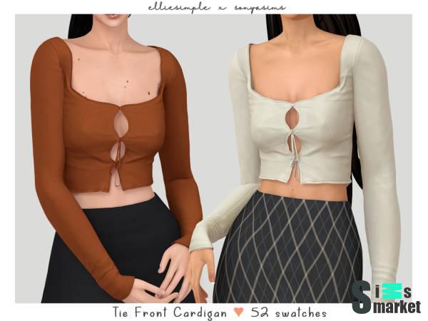 Женский кардиган "tie front cardigan" для Симс 4 для Симс 4. Скачать мод