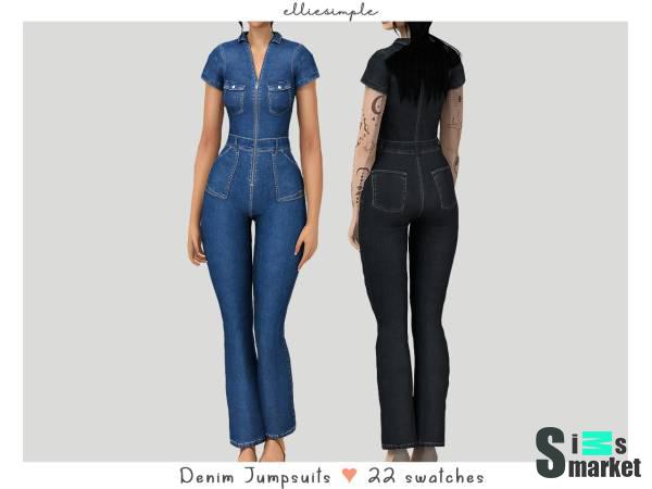 Женский комбинезон "denim jumpsuits" для Симс 4 для Симс 4. Скачать мод