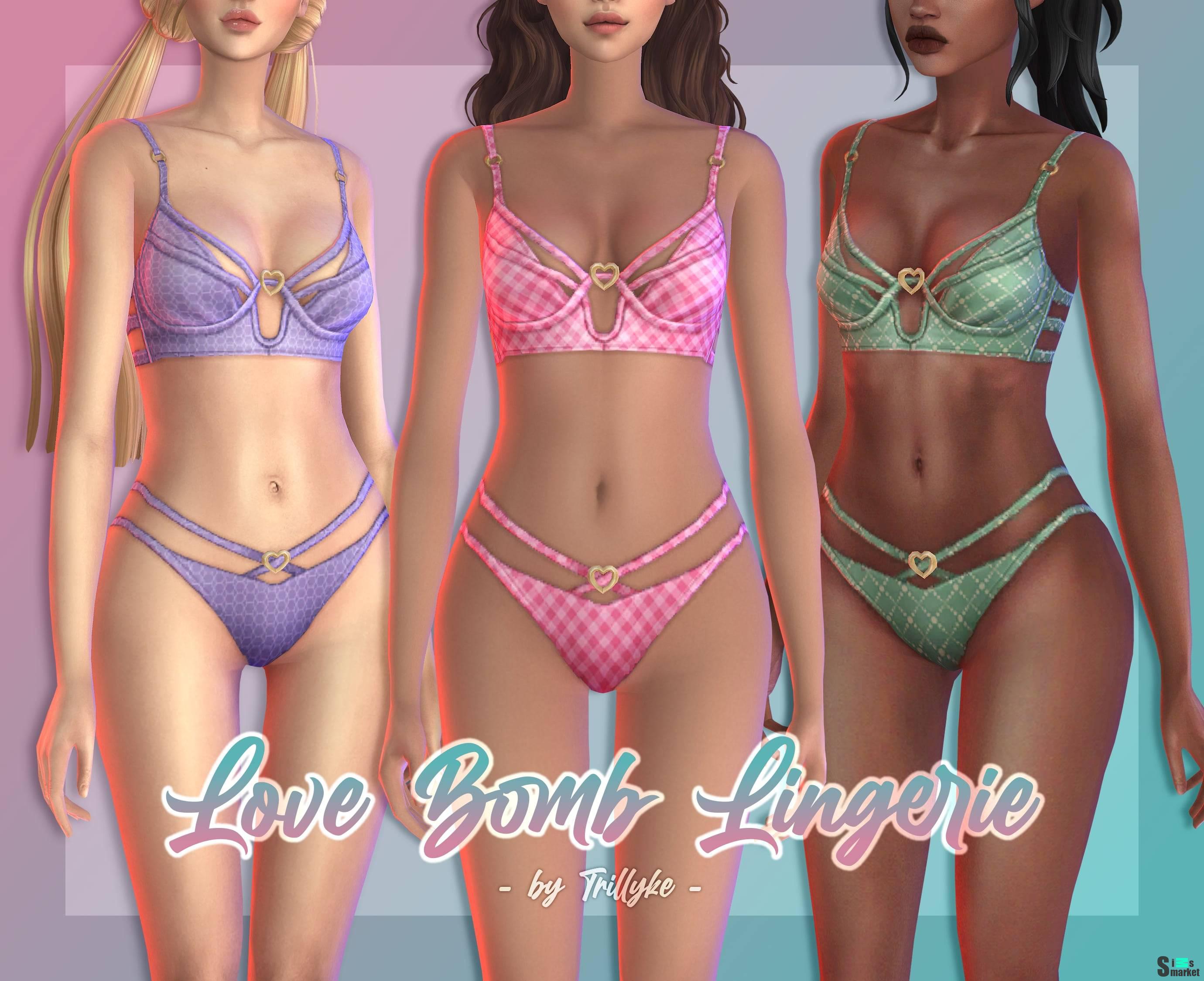 Женский купальник "Love Bomb Lingerie" для Симс 4 для Симс 4. Скачать мод