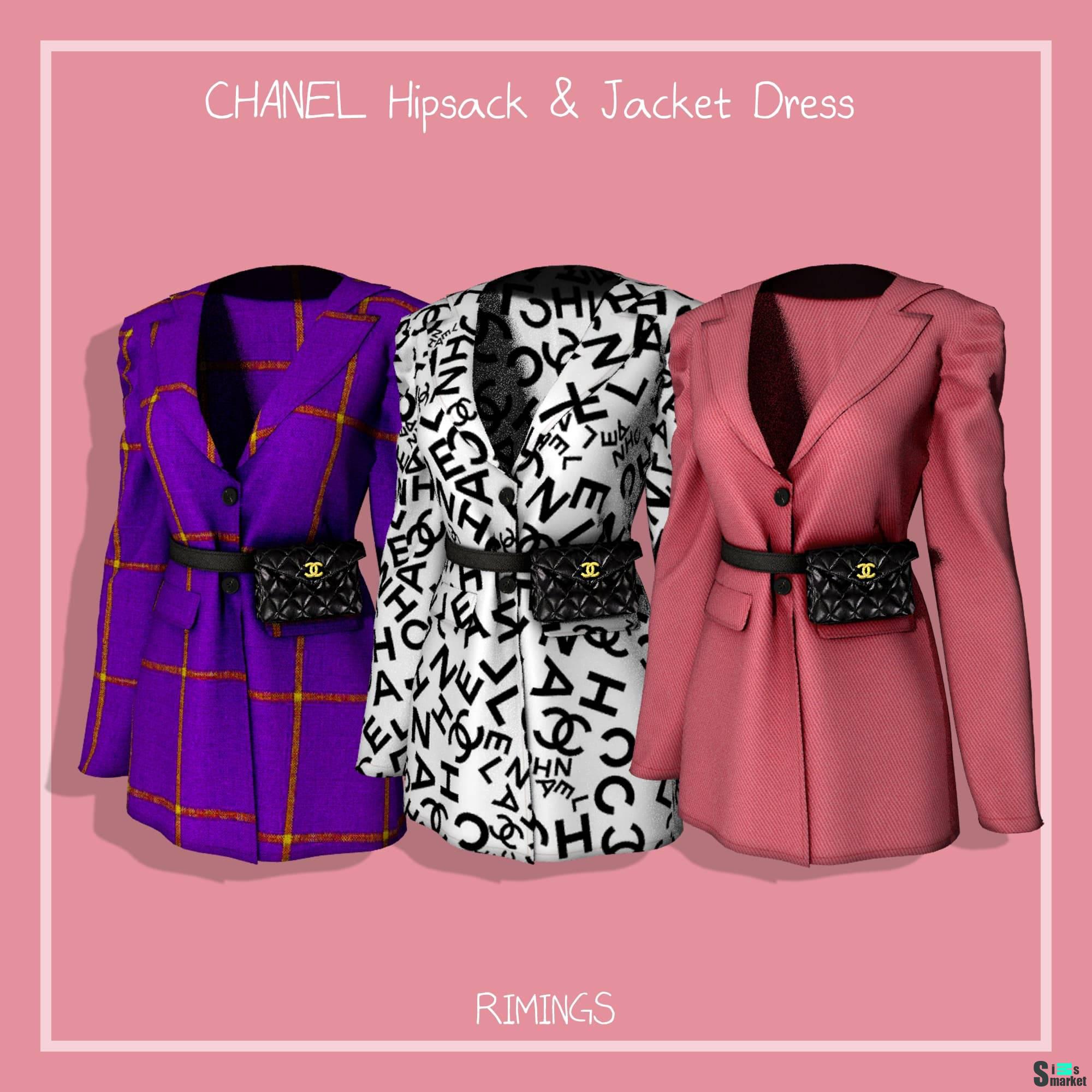 Женский пиджак "CHANEL Hipsack and Jacket Dress" для Симс 4 для Симс 4. Скачать мод