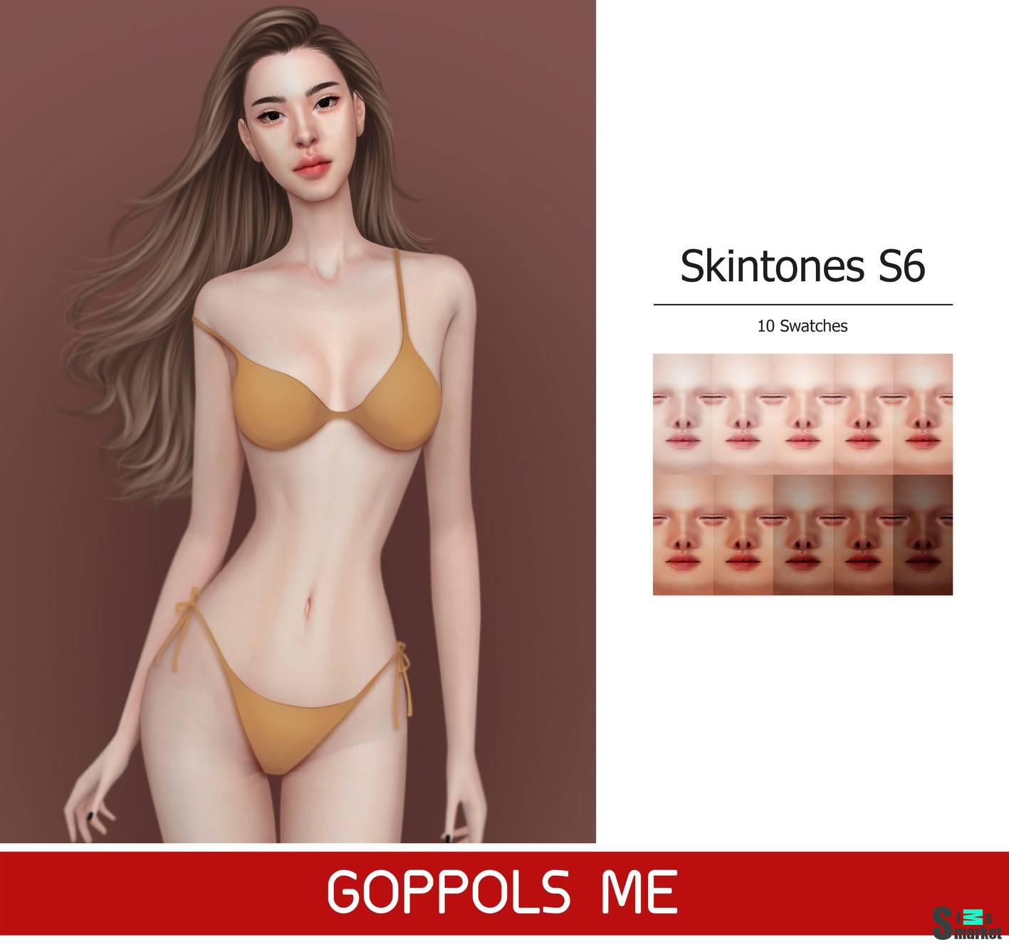 Женский скинтон "Skintones S6" для Симс 4 для Симс 4. Скачать мод