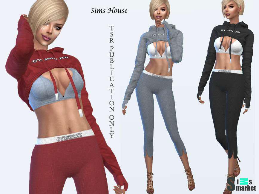 Женский спортивный костюм с капюшоном для Симс 4. Скачать мод