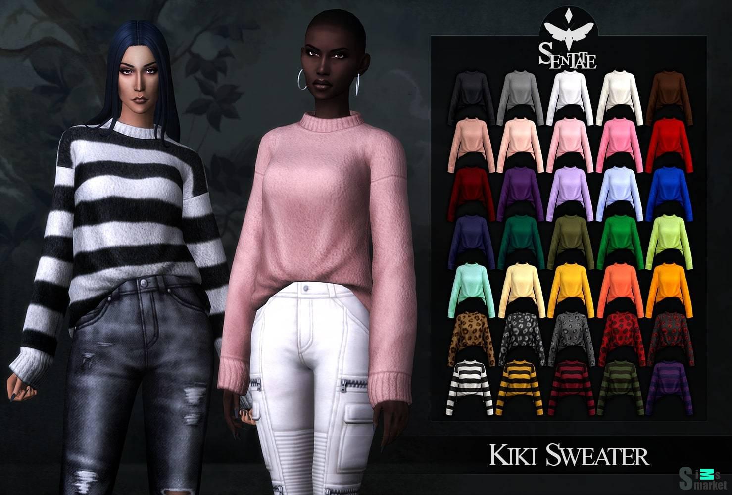 Женский свитер "Kiki Sweater" от Sentate для Симс 4. Скачать мод