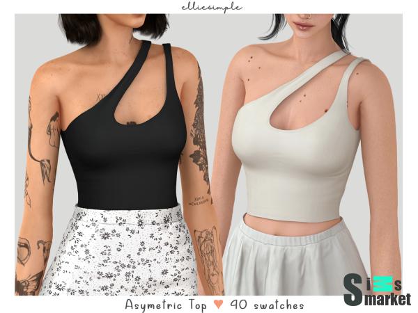 Женский топ "asymetric top" для Симс 4. Скачать мод