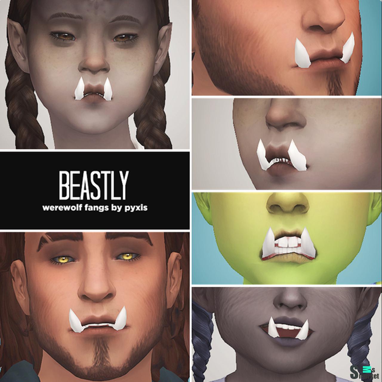 Зубы "BEASTLY - WEREWOLF FANGS" для Sims 4 для Симс 4. Скачать мод