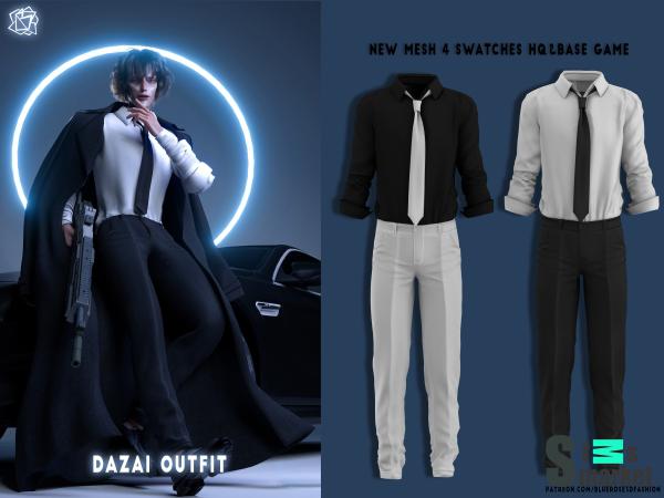 dazai outfit (bungo stray dogs) - brsims для Симс 4. Скачать мод