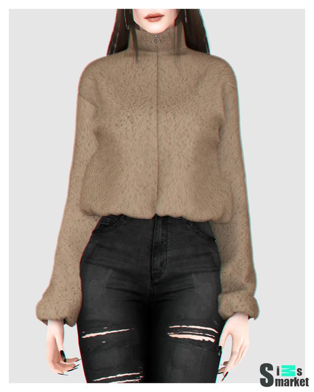 Кофта "🧵 Cropped Sherpa Jacket 🧵"-для Симс 4 для Симс 4. Скачать мод