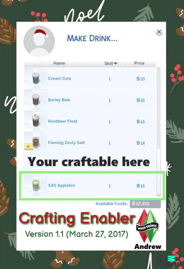 Мод на создание крафта "Crafting Enabler" для Симс 4 для Симс 4. Скачать мод