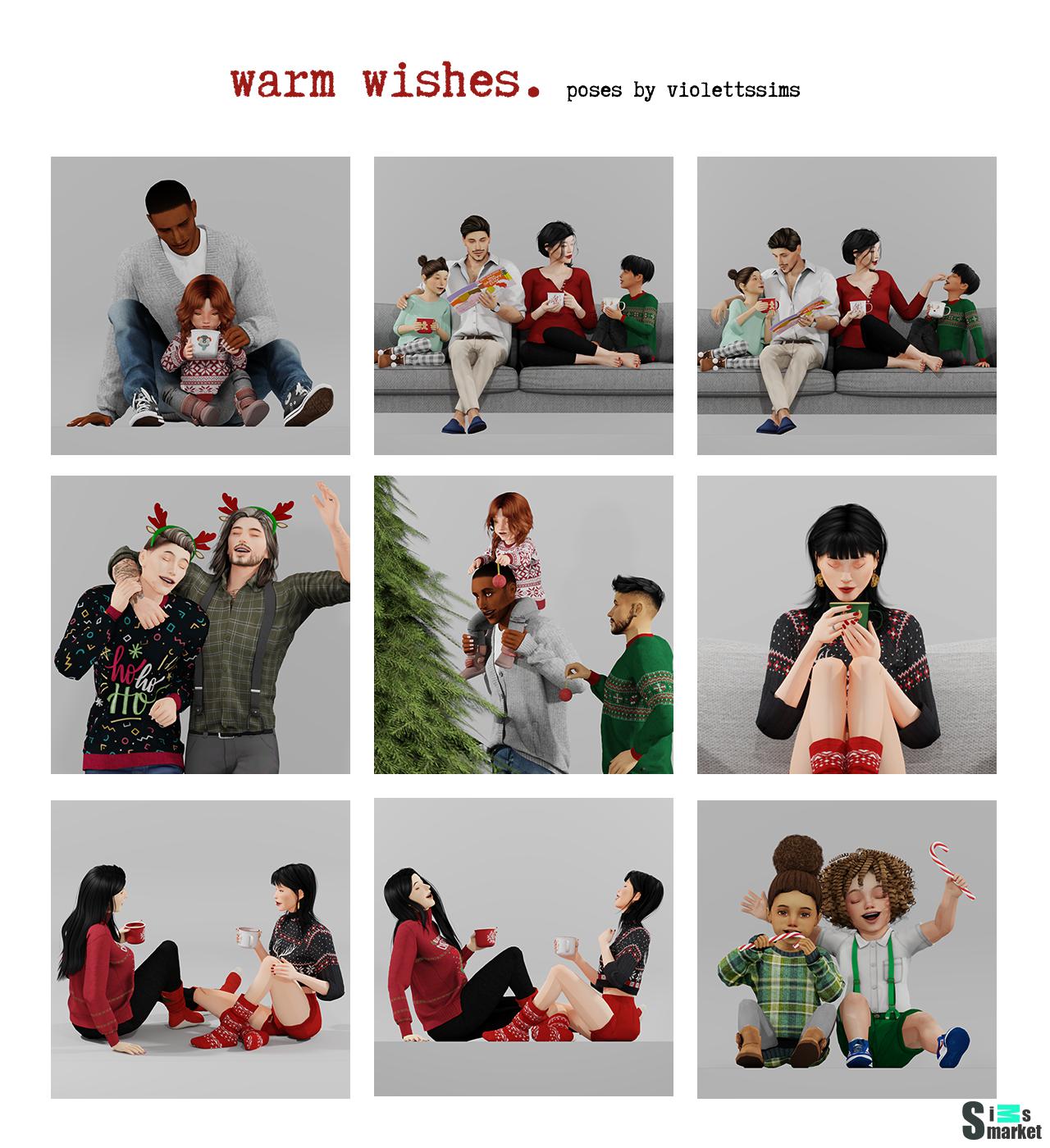 Набор поз "[violettssims] warm wishes"-для Симс 4 для Симс 4. Скачать мод