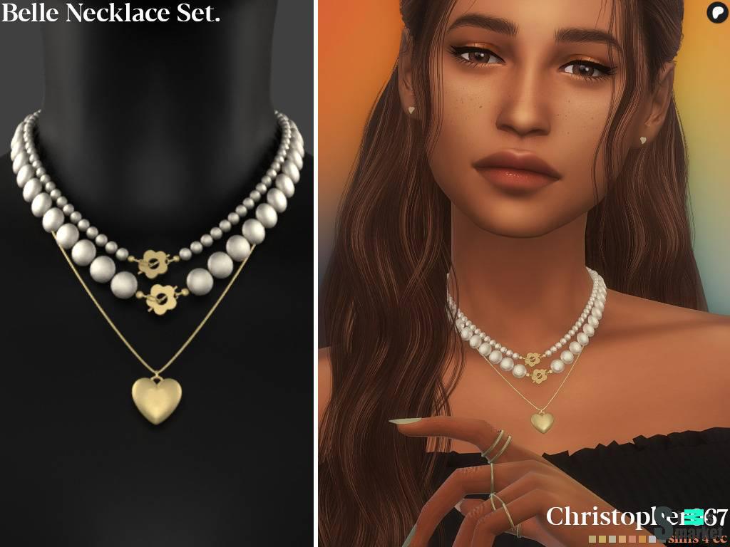 Набор украшений для женщин "Belle Necklace Set" для Симс 4. Скачать мод