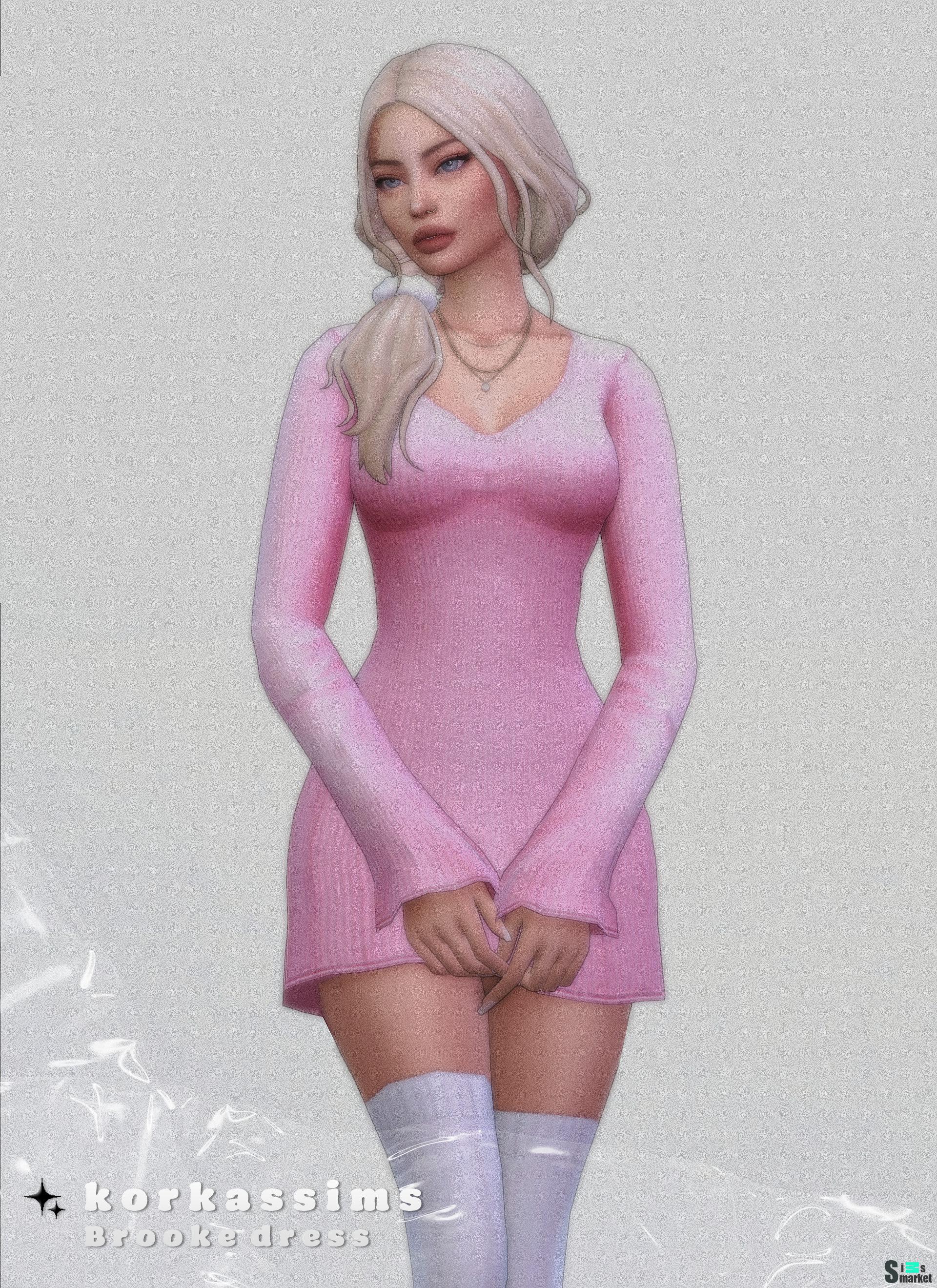 Платье "Brooke dress" для Симс 4. Скачать мод
