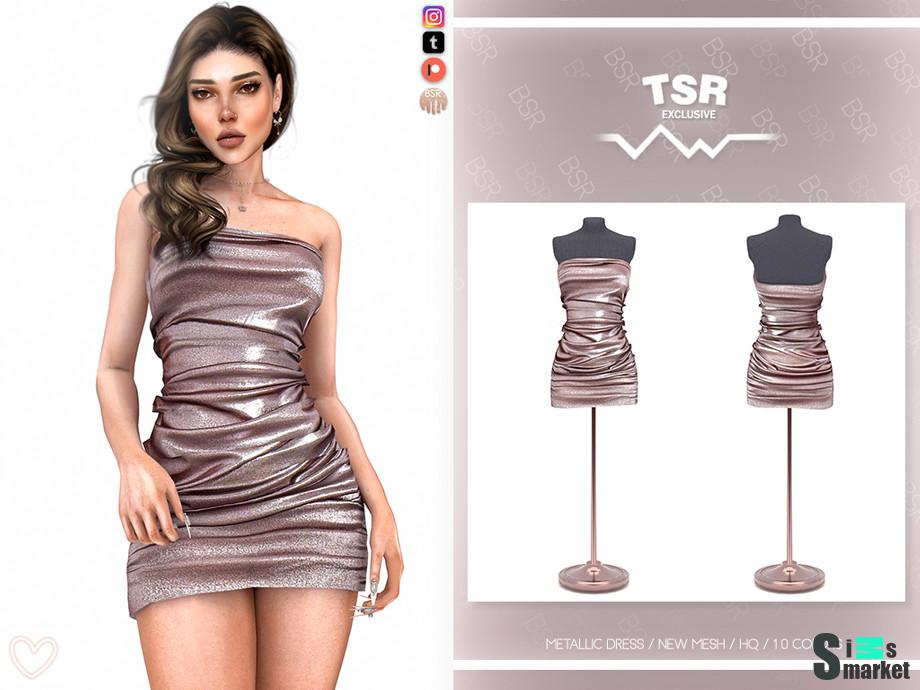 Платье "METALLIC DRESS BD1113" для Симс 4. Скачать мод