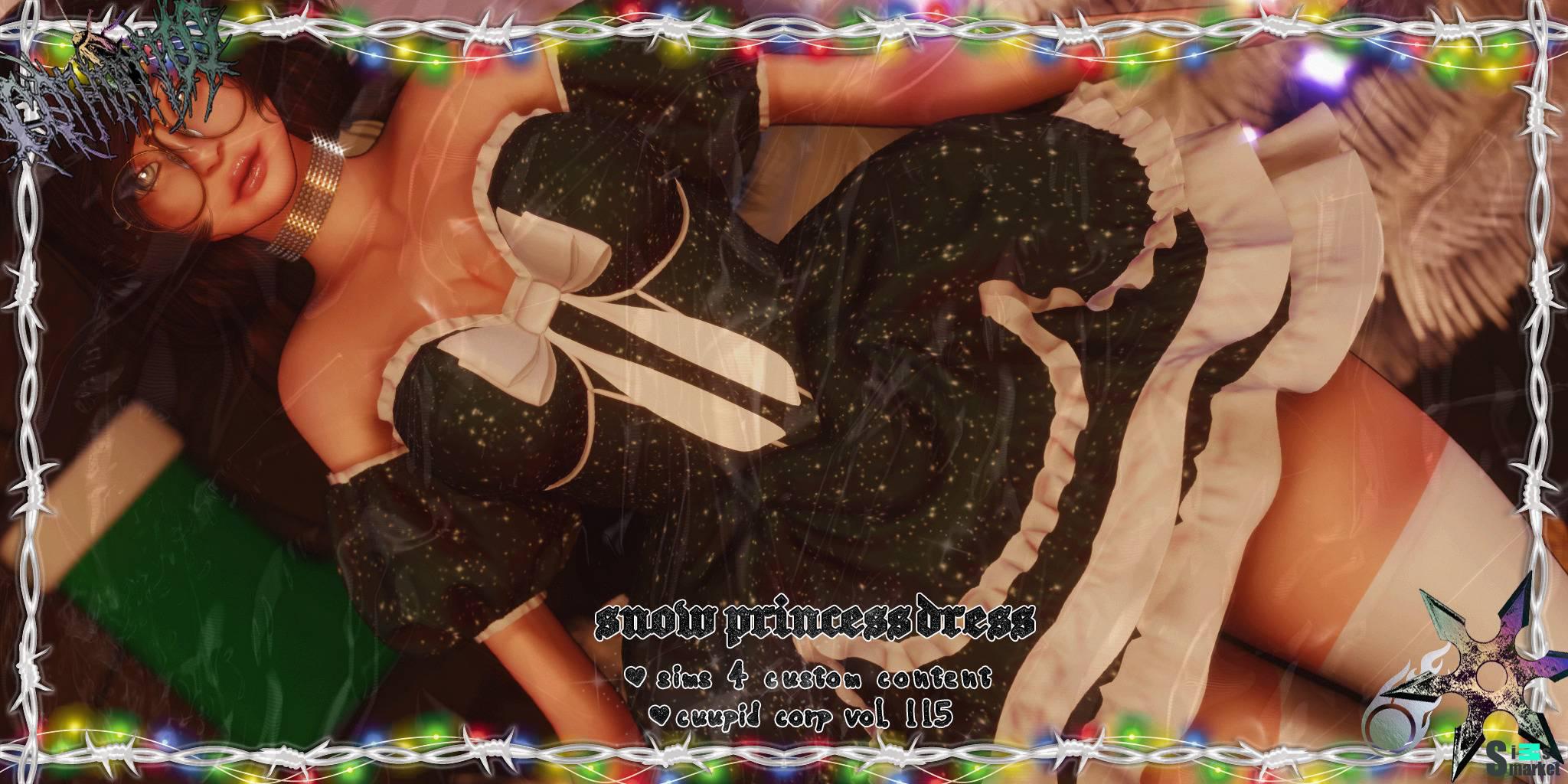 Платье "Snow Princess Dress" для Симс 4 для Симс 4. Скачать мод