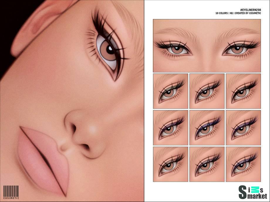 Подводка с ресничками "Basic Eyeliner with Eyelashes N298" для Симс 4 для Симс 4. Скачать мод