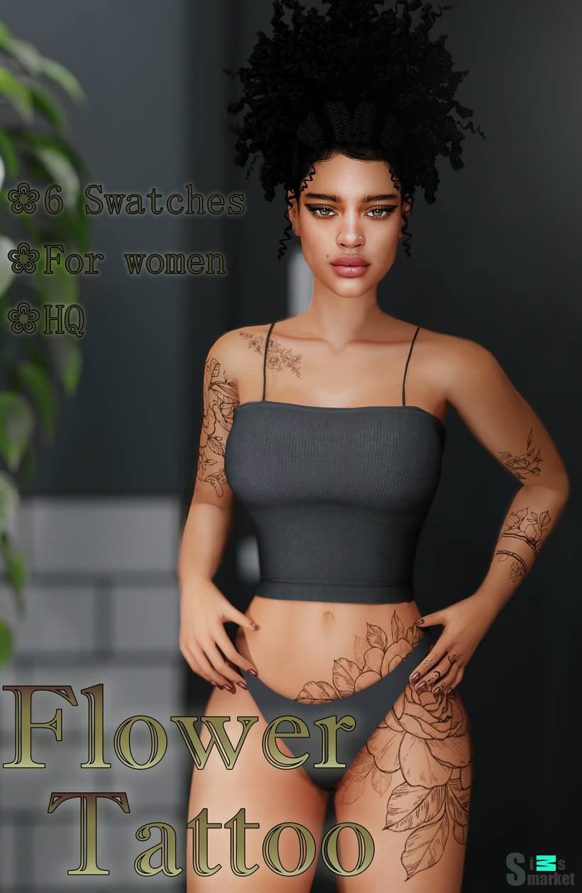 Тату сет "Flower tattoo" для Симс 4 для Симс 4. Скачать мод