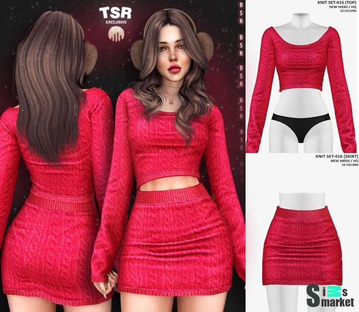 Вязанный комплект для симочек "KNIT SET-416" для Симс 4 для Симс 4. Скачать мод