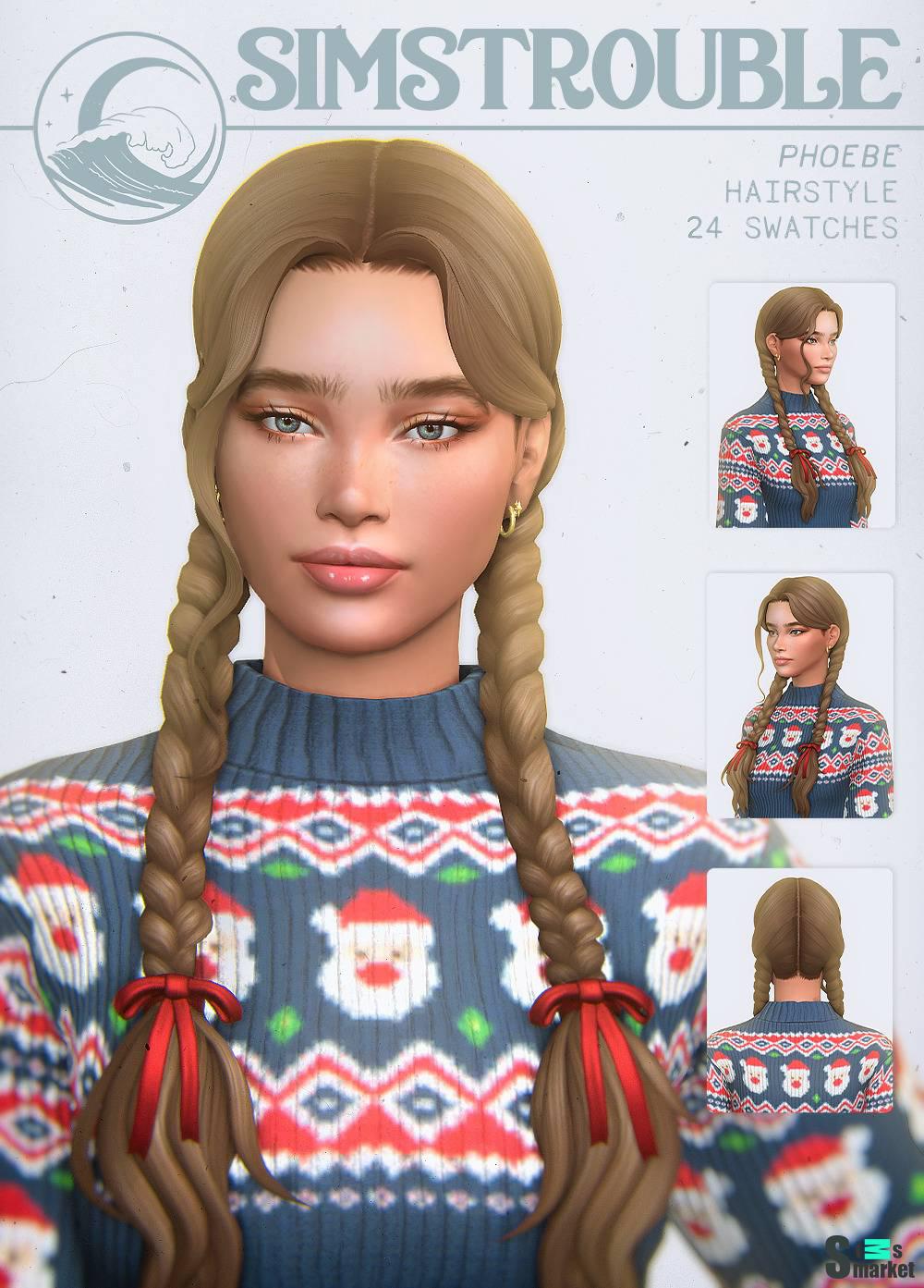 Женская прическа "Phoebe Hairstyle" для Симс 4 для Симс 4. Скачать мод