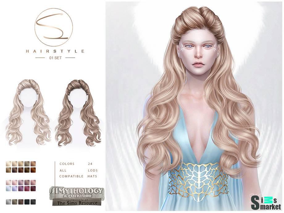 Женская прическа "SIMythology hairstyle 01" для Симс 4 для Симс 4. Скачать мод