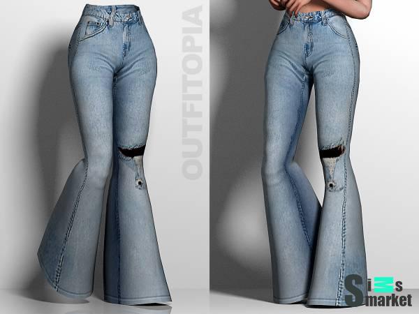 Женские джинсы "disco heaven denim pants" для Симс 4 для Симс 4. Скачать мод