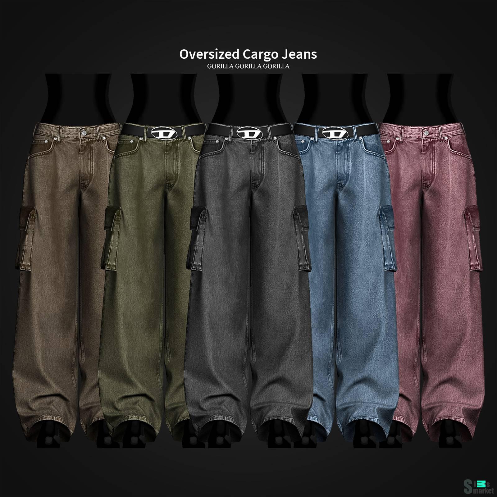 Женские джинсы "Oversized Cargo Jeans" для Симс 4 для Симс 4. Скачать мод