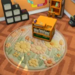 Pastel Plush Flower Round Dance Rug #4 Samtuse963