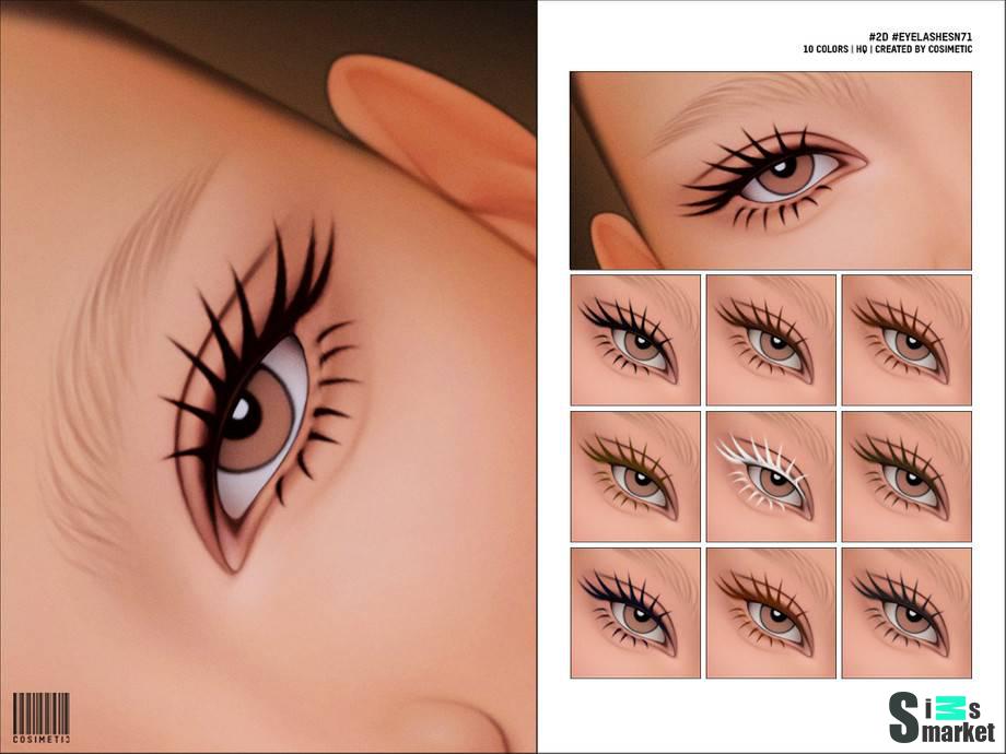 2D ресницы "Maxis Match 2D Eyelashes N71" для Симс 4 для Симс 4. Скачать мод