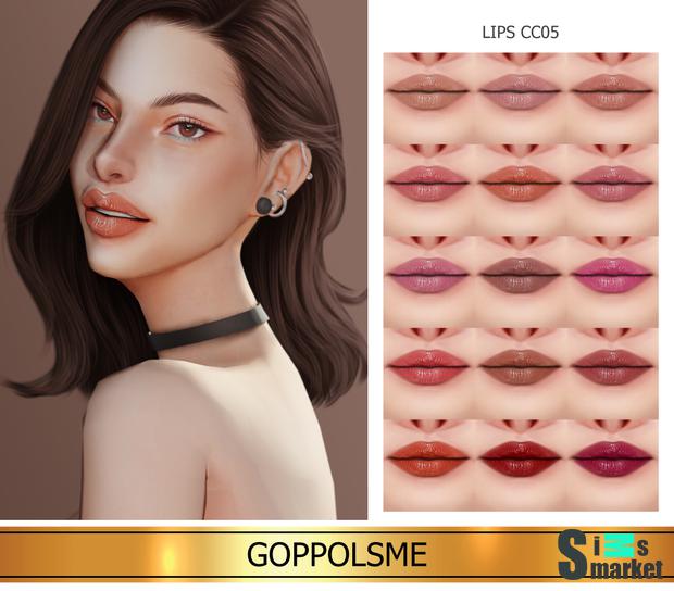 Блеск для губ "Lips CC05" от GoppolsMe для Симс 4. Скачать мод