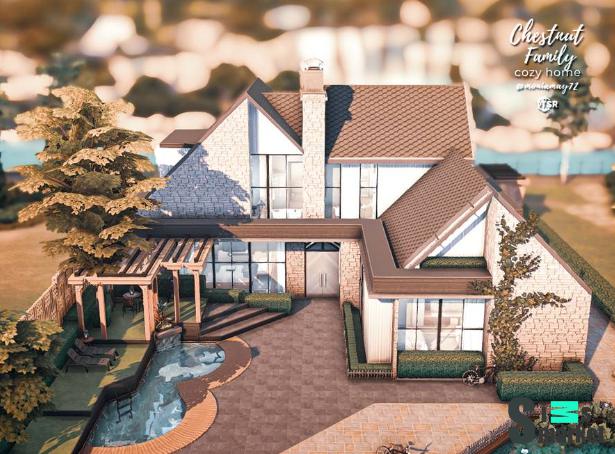 Дом Chestnut (NO CC) для Симс 4. Скачать мод