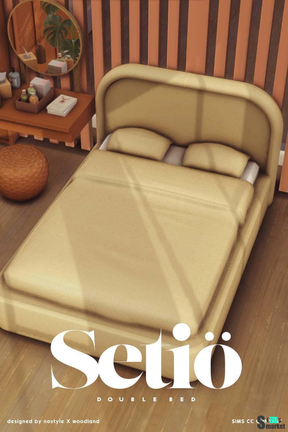 Двуспальная кровать "Setio Double Bed" для Симс 4. Скачать мод