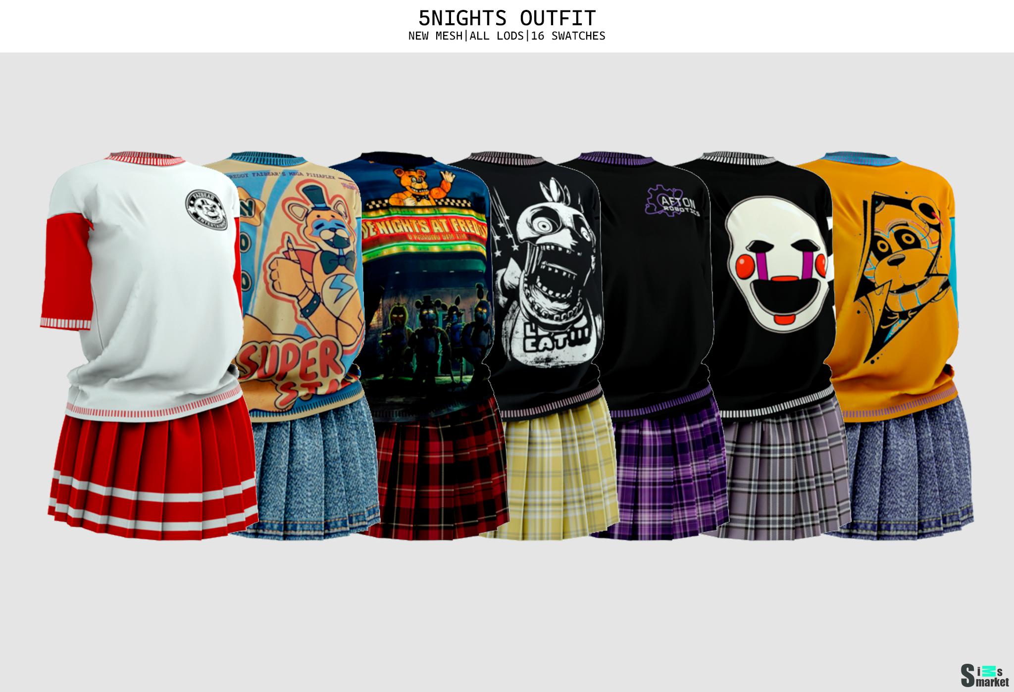 GIFTED ♡ 5NIGHTS OUTFIT для Симс 4. Скачать мод