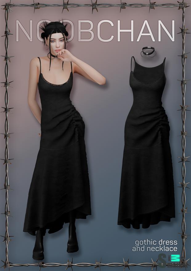 GOTHIC DRESS AND NECKLACE для Симс 4. Скачать мод