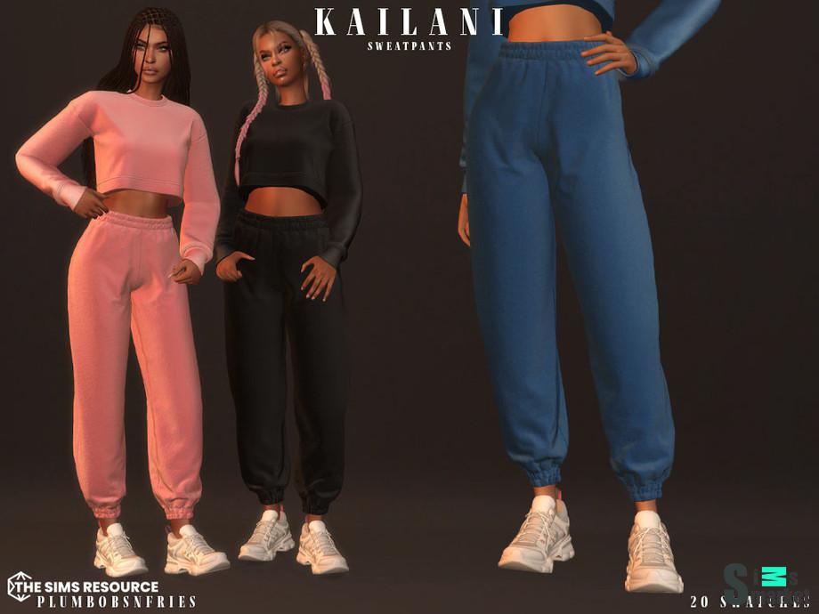 KAILANI sweatpants by Plumbobs n Fries для Симс 4. Скачать мод