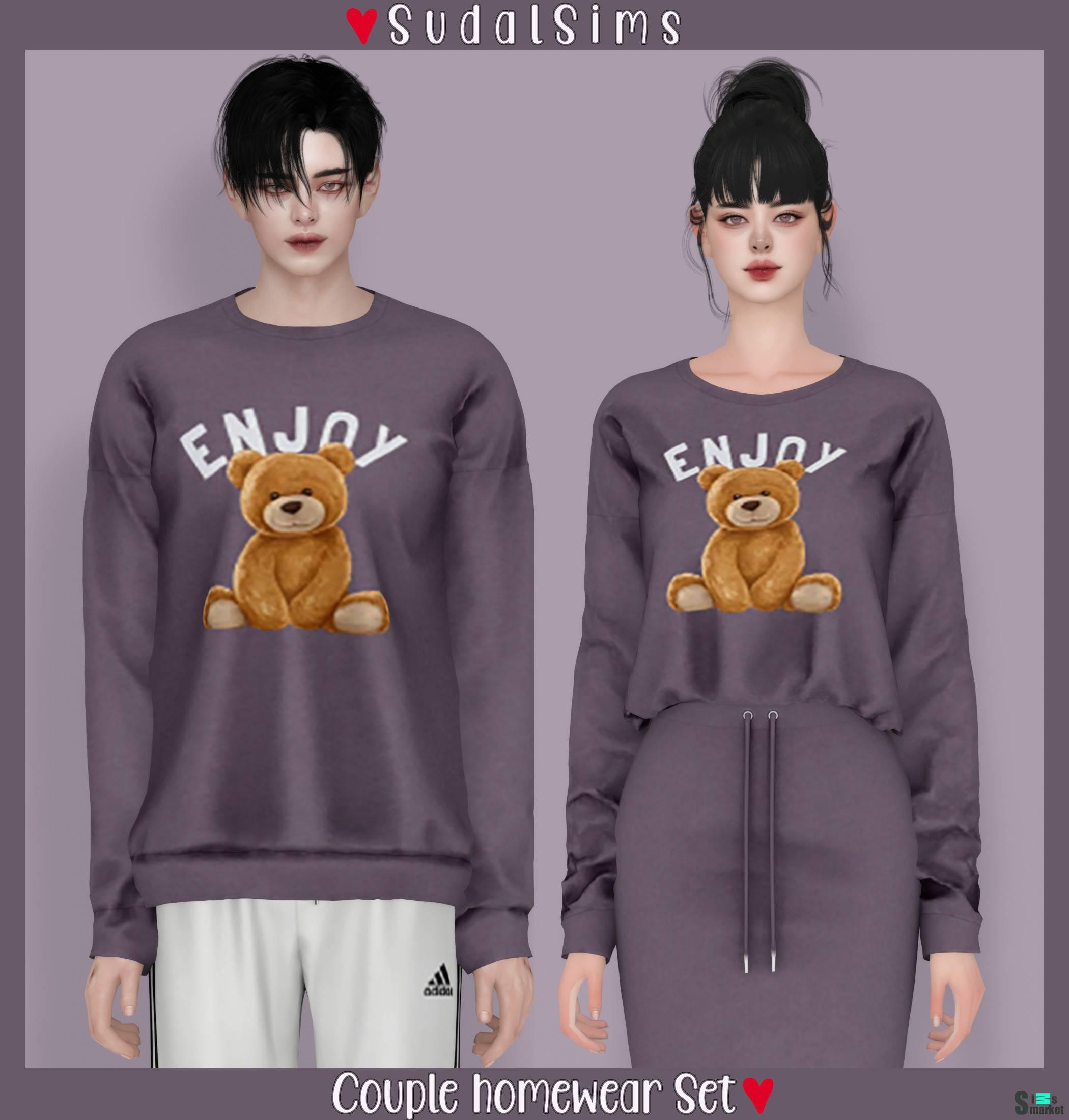 Комплект домашней одежды для пары "Couple homewear Set" для Симс 4. Скачать мод Комплект домашней одежды для пары "Couple homewear Set" для Симс 4. Скачать мод