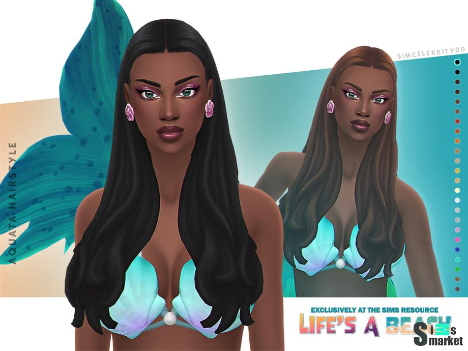 Life's A Beach - Aquata Hairstyle для Симс 4. Скачать мод