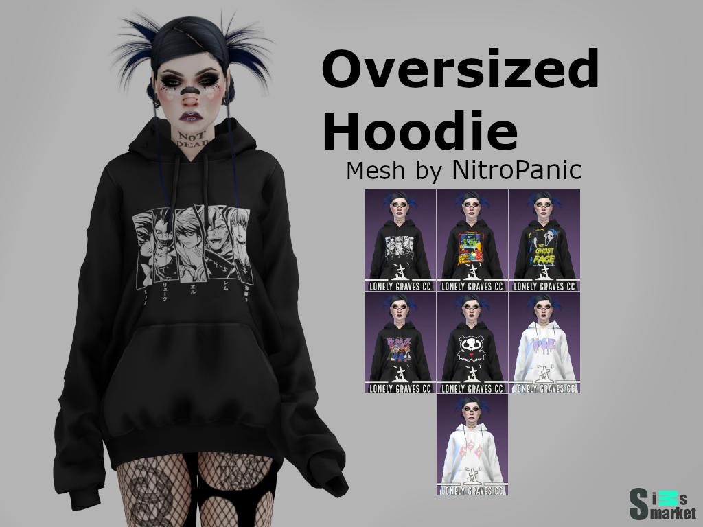 Oversized Hoodie by Lonely Graves CC для Симс 4. Скачать мод