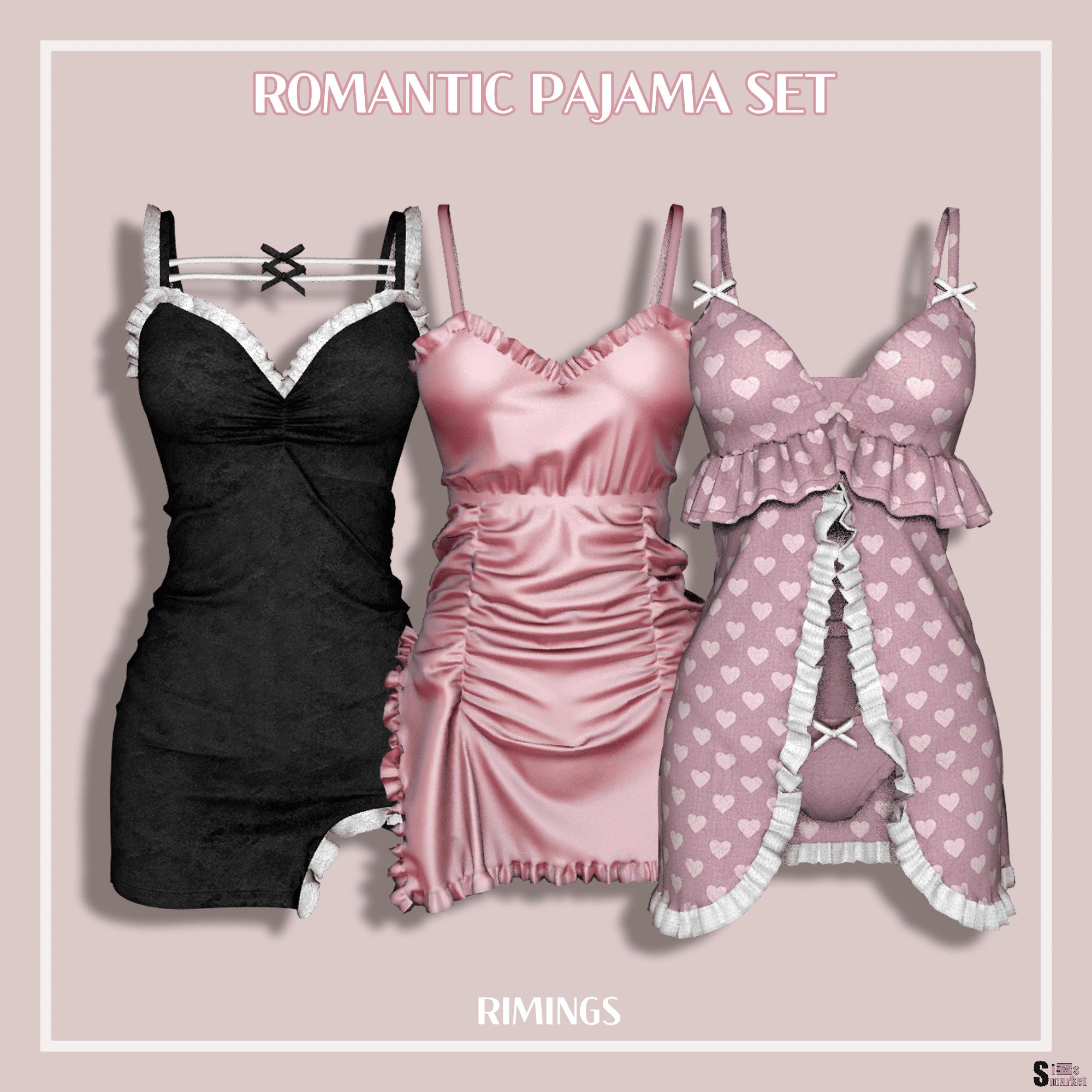 Пижамки Romantic (by RIMINGS) для Симс 4. Скачать мод