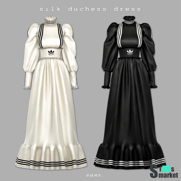 Платье "GUCCI EXQUISITE silk duchess dress"-для Симс 4 для Симс 4. Скачать мод