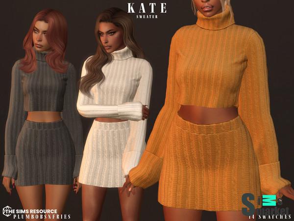 Plumbobs n Fries - Свитер KATE для Симс 4. Скачать мод