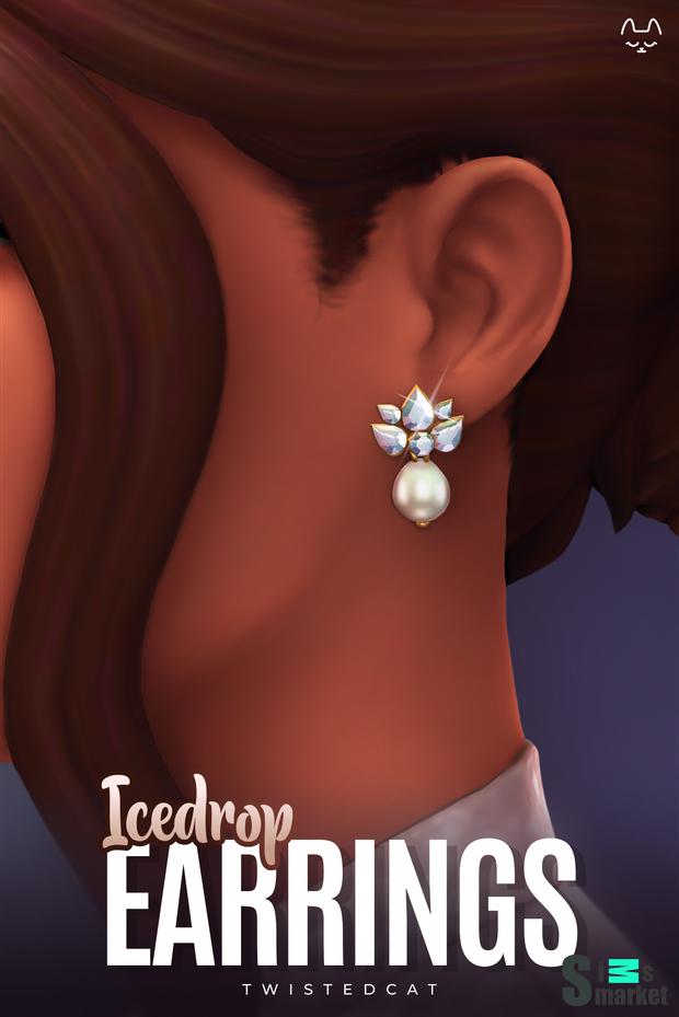 Серёжки "Icedrop earrings" - для Симс 4 для Симс 4. Скачать мод