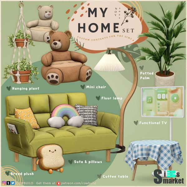 set 2 - my home by cowbuild для Симс 4. Скачать мод