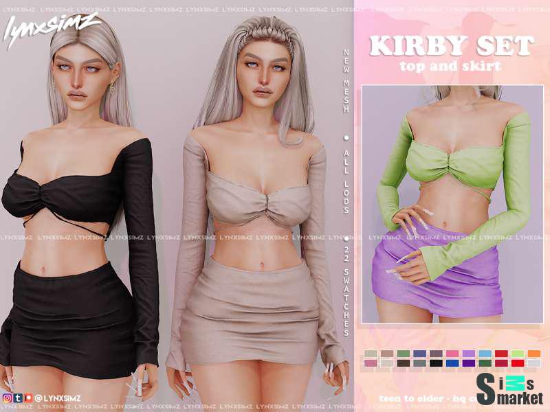 Сет женской одежды "Kirby" от LYNXSIMZ для Симс 4. Скачать мод