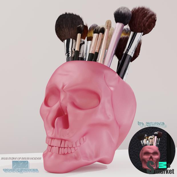 Skull Make Up Brush Holder Decor для Симс 4. Скачать мод