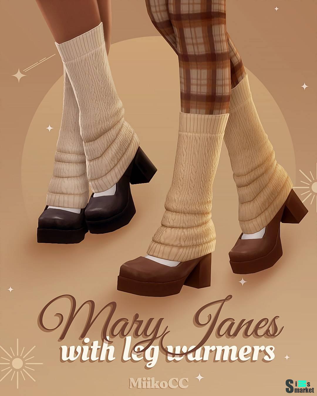 Туфли с гетрами "Mary Janes with leg warmers"  для Симс 4. Скачать мод